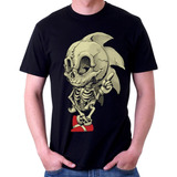 Camiseta Sonic Esqueleto Sega Video Game Estampada Algodão