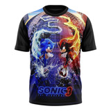Camiseta Sublimada Infantil Filme Sonic Shadon Novidade