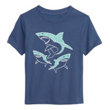 Camiseta T-shirt Gap Baby Boy Tubarões Importada Eua 4 Anos