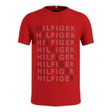 Camiseta Tommy Hilfiger Masculina Logo Repeat Tee Vermelha