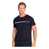 Camiseta Tommy Hilfiger Two Tone Chest Stripe Azul Marinho