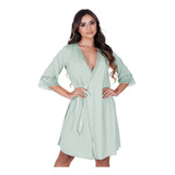Camisola Amamentação Com Robe Maternidade Gestante Pós Parto