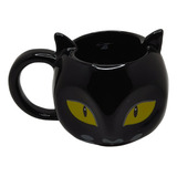Caneca 3d Pet Gatinho Olhos Amarelos Temática Gato Cat Cor Preto