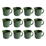 Caneca Esmaltada 350ml Verde Grande Chá Café Leite - 12 Und