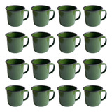 Caneca Esmaltada 350ml Verde Grande Chá Café Leite - 16 Und