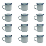 Caneca Esmaltada Retro 80ml Vintage Jogo 24 Unidades Cor Branco