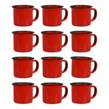 Caneca Esmaltada Vermelha 150ml Retro Antiga Da Roça - 12 Unidades