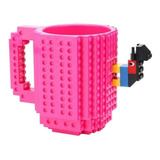 Caneca Lego Bloco Plasticos Montar 3d 420ml Rosa Choque 