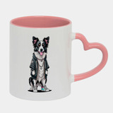Caneca Love Rosa Sl13 Border Collie Estilo Hiphop