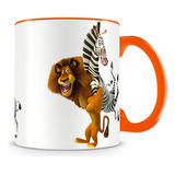 Caneca Madagascar Alex E Marty Laranja Cor Branco