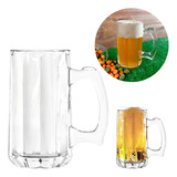 Caneca Para Chopp Cerveja Para Congelar Vidro Grosso Pesado Cor Transparente Canelada