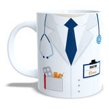 Caneca Xícara Personalizada Medicina Médico Com Nome Cor Branco