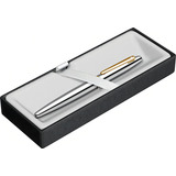 Caneta Cromada Sheaffer Vfm Com Caneta Dourada, Estojo, Tinta Cromada Externa Azul