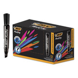 Caneta Marcador Permanente Pincel Atômico Bic 12 Und Rápido Cor Preto