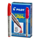 Caneta Marcador Retroprojetor Permanente 2.0 Vermelho Cx 12