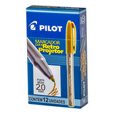 Caneta Para Retro Projetor Pilot 2.0mm Amarela Com 12un