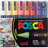 Caneta Posca Pc-5m 16 Cores Uniball Ponta Média Redonda