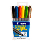 Caneta Retroprojetor Ponta Media 2.0mm Marcador 6cores Pilot