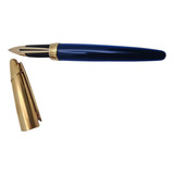 Caneta Tinteiro Waterman Edson Safira Azul Ouro 18k Ponta M