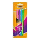 Canetas Coloridas Bic Fashion Esferográficas - Kit 4 Cores