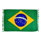 Canga De Praia Poliéster Estampa Bandeira Do Brasil Cor Verde- Amarelo Tamanho U