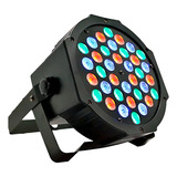 Canhão Slim Par 64 Com 36 Leds Rgb 3w Bivolt - Efeitos Strobo E Dmx - Controle Automático E Batida Musical - Iluminação Profissional 30m - Marca Lorben