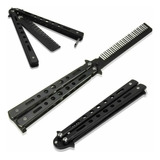 Canivete Butterfly Pente Cabelo Sem Fio Inox Para Treinos Cor Preto