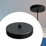 Canopla Preto Redonda Aluminio Para Pendente Com Travessa E Niple