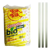 Canudo Super Biodegradável Milk Shake Grosso 120un 10mm Cor Branco