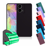 Capa Anti Shock Aveludada + Película Para Moto G24 G24 Power