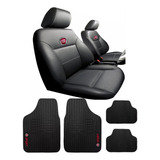 Capa Banco Couro Automotivo Fiat + Tapete Strada Mpi Fire Ce 2003 2004 2005 2006 2007 2008 2009 2010 2011 2012
