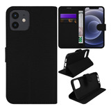 Capa Capinha Case Carteira Couro Flip P/ iPhone 12 Tela 6.1 