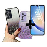 Capa Capinha Glitter Para Galaxy A35 + Pelicula Hydrogel Hd