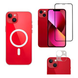 Capa Capinha Magnética Para iPhone 15 + Película Kit3em1 Top