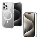 Capa Capinha Magnetica + Pelicula 3d Para iPhone 15 Pro Max