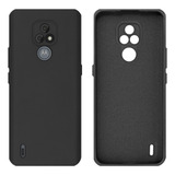 Capa Capinha Silicone Aveludada Preta P/ Motorola Moto E7
