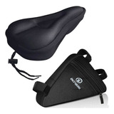 Capa De Banco Selim Gel + Bolsa De Quadro Triangular Bike
