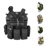 Capa De Colete Modular Plate Carrier Tático + 9 Acessórios
