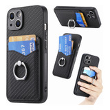 Capa De Couro Ring Holder Cards Slot Wallet Para iPhone