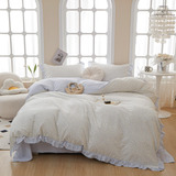 Capa De Edredom Com Babados Florais Azuis Twin Xl Branco Cap