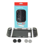 Capa Dock Flip Case Para Nintendo Switch + 4 Caps Preta