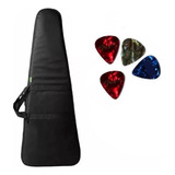 Capa Guitarra Luxo + Kit 4 Palhetas + Nf