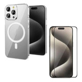 Capa Magnética +proteção Tela Para iPhone 15 Plus/pro Max