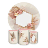 Capa Painel Redondo E Capas Cilindro Sublimado Tema Flores