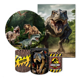 Capa Painel Redondo + Retangular + Cilindros Tema Dinossauro