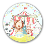 Capa Para Painel Redondo 50cm Tema Circo Infantil Vermelho