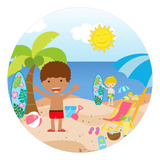 Capa Para Painel Redondo 50cm Tema Praia Conchas Infantil
