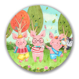 Capa Para Painel Redondo 50cm Tema Tres Porquinhos Infantil