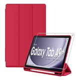Capa Para Samsung Galaxy Tab A9+ Sm-x216 X210 + Pelicula Cor Vermelho
