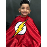 Capa Pra Corte De Cabelo Infantil Cetim Estampada Barbeiro Cor Flash Capa Infantil